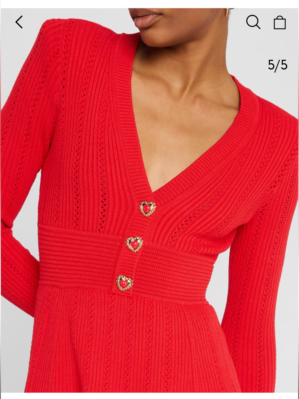 Self-Portrait Red Pointelle-Knit Flared Mini Dress
